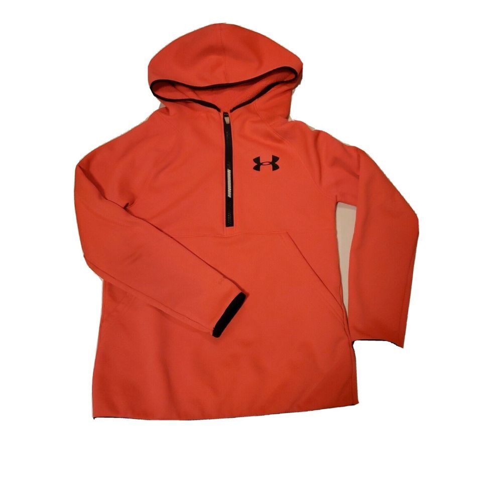 Girls Under Armour Storm Cold‎ Gear Loose Hoodie Size Y MED Half Zip Pink